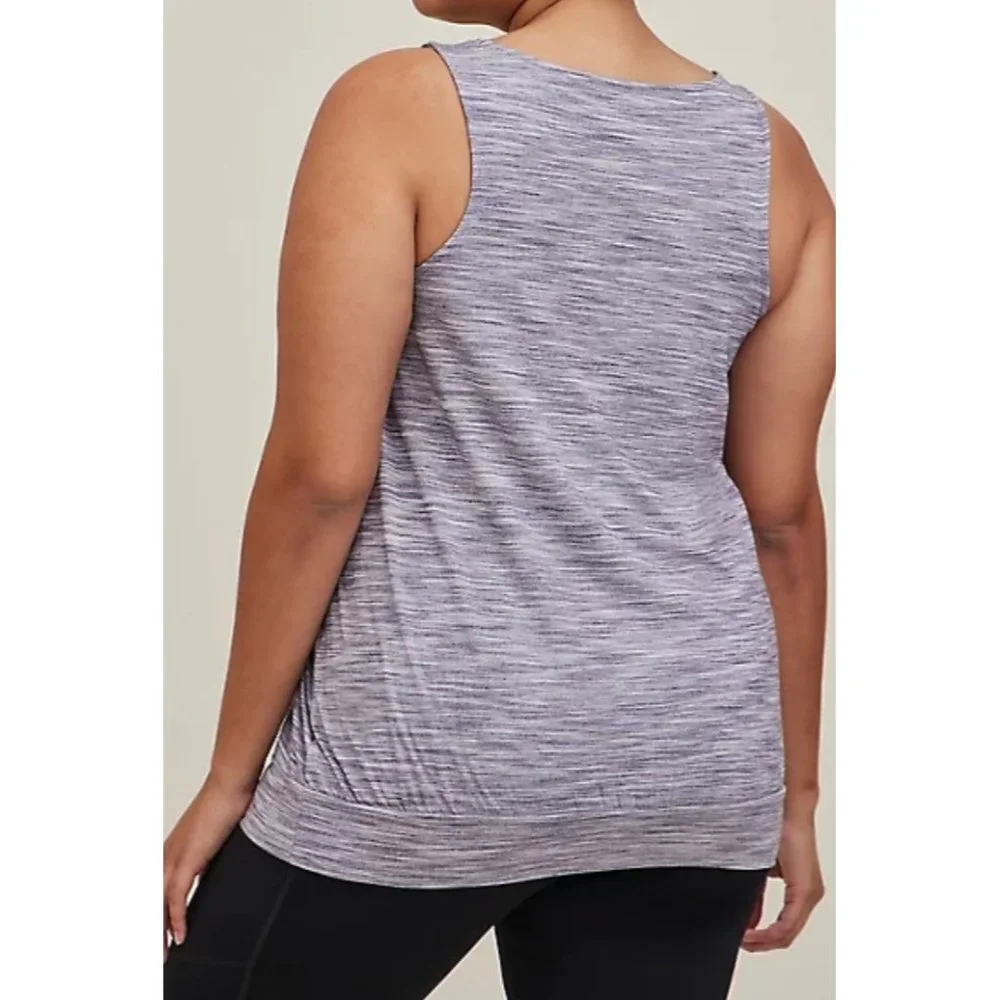 Torrid Womens Size 2 2X 18/20 Active Tank Space Dye Purple Scoopneck Activewear - Picture 9 of 9